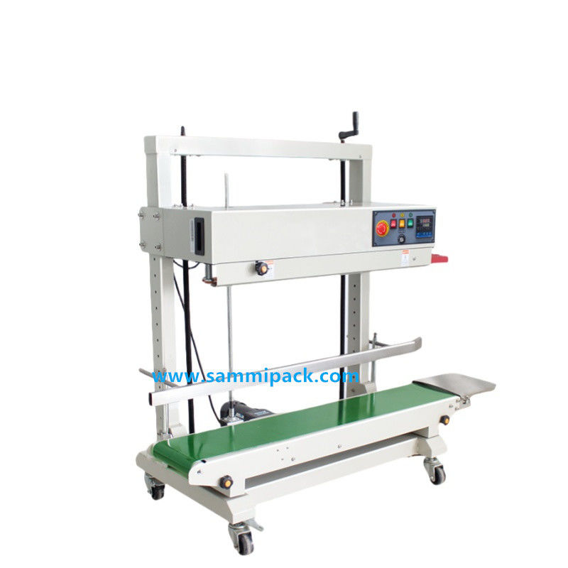 FR-1100V Electric Vertical Continuous Band Sealing Machine for Food/Beverage Plastic Bags Foil Film Pouch Packaging Machine