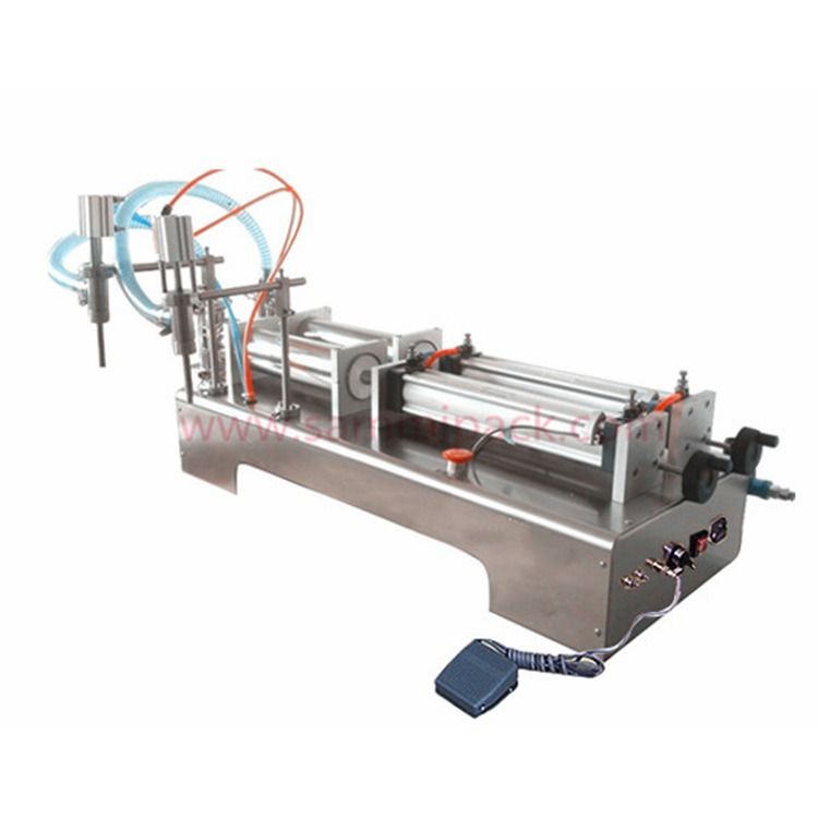 آلة تعبئة السوائل الهوائية ذات الفوهات المزدوجة لتعبئة الشامبو والزيت والمواد الكيميائية G1WY-2Y-500