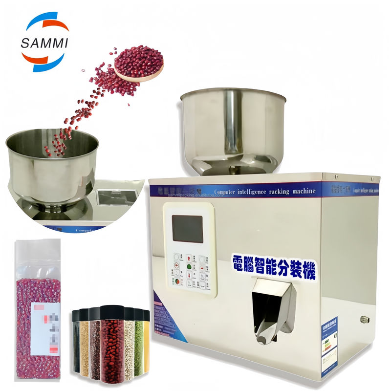 آلة تعبئة حبوب الملح شبه الأوتوماتيكية بوزن 2-200 جرام مع محرك فعال لتطبيقات المشروبات الكيميائية والمسحوق الحبيبي