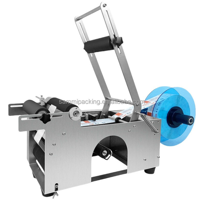 نصف تلقائي اليدوي PET زجاجية بلاستيكية زجاجة مياه النبيذ علب القصدير تطبيق العلامة الحالة الجديدة آلة وضع العلامات للمستحضرات التجميلية