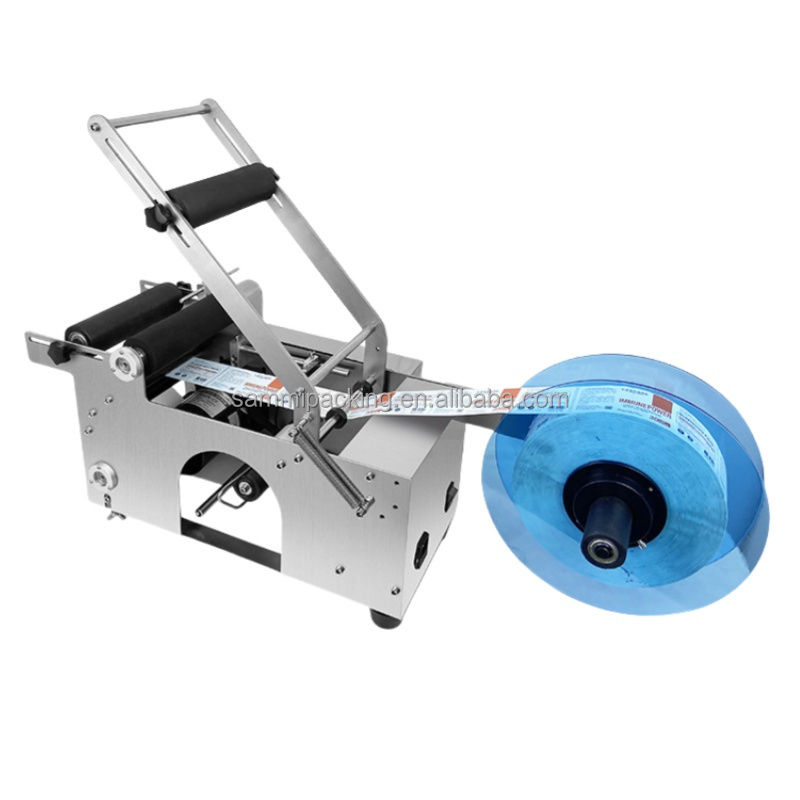 نصف تلقائي اليدوي PET زجاجية بلاستيكية زجاجة مياه النبيذ علب القصدير تطبيق العلامة الحالة الجديدة آلة وضع العلامات للمستحضرات التجميلية