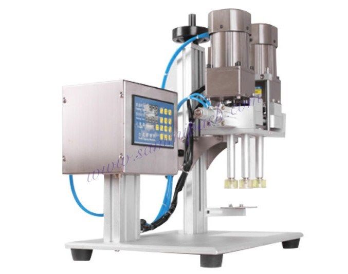 آلة إغلاق أغطية المشروبات الكهربائية شبه الأوتوماتيكية الجديدة للطعام، جهاز إغلاق أوتوماتيكي لغطاء البرغي، ختم غطاء الزجاجة بالمحرك