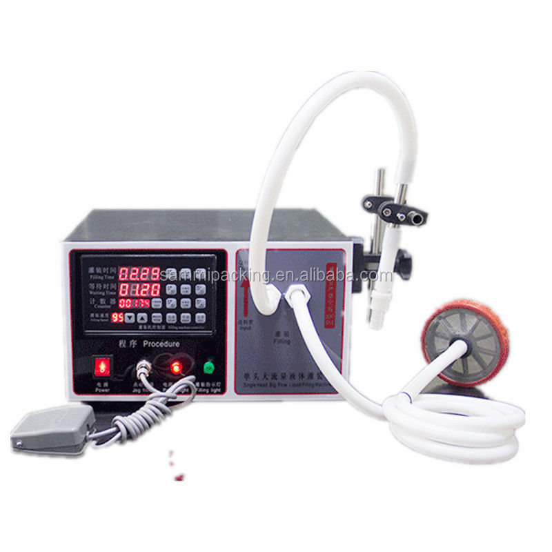 آلة تعبئة السوائل الصغيرة بدرجة الغذاء شبه أوتوماتيكية من الفولاذ المقاوم للصدأ 304 للعصير والعسل والزيت ومياه الصودا 17 لتر/دقيقة