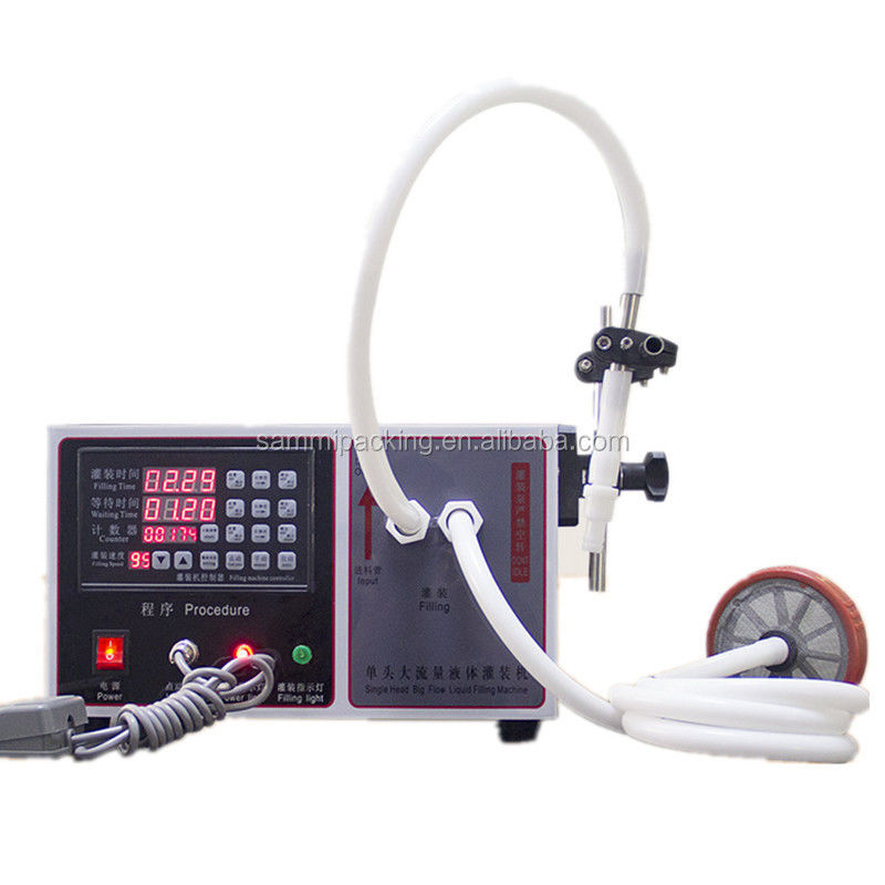 آلة تعبئة السوائل الصغيرة بدرجة الغذاء شبه أوتوماتيكية من الفولاذ المقاوم للصدأ 304 للعصير والعسل والزيت ومياه الصودا 17 لتر/دقيقة