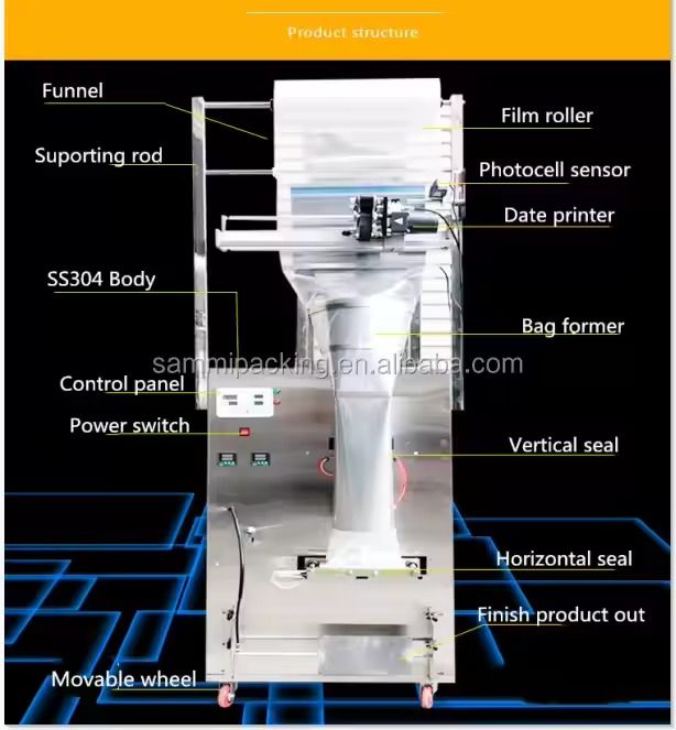 آلة تعبئة حبيبات المسحوق الأوتوماتيكية عالية الجودة 100-500 جرام، مكسرات، توابل، فلفل حار، حبوب، مسحوق، وجبات خفيفة، آلة تعبئة الأكياس بشهادة CE
