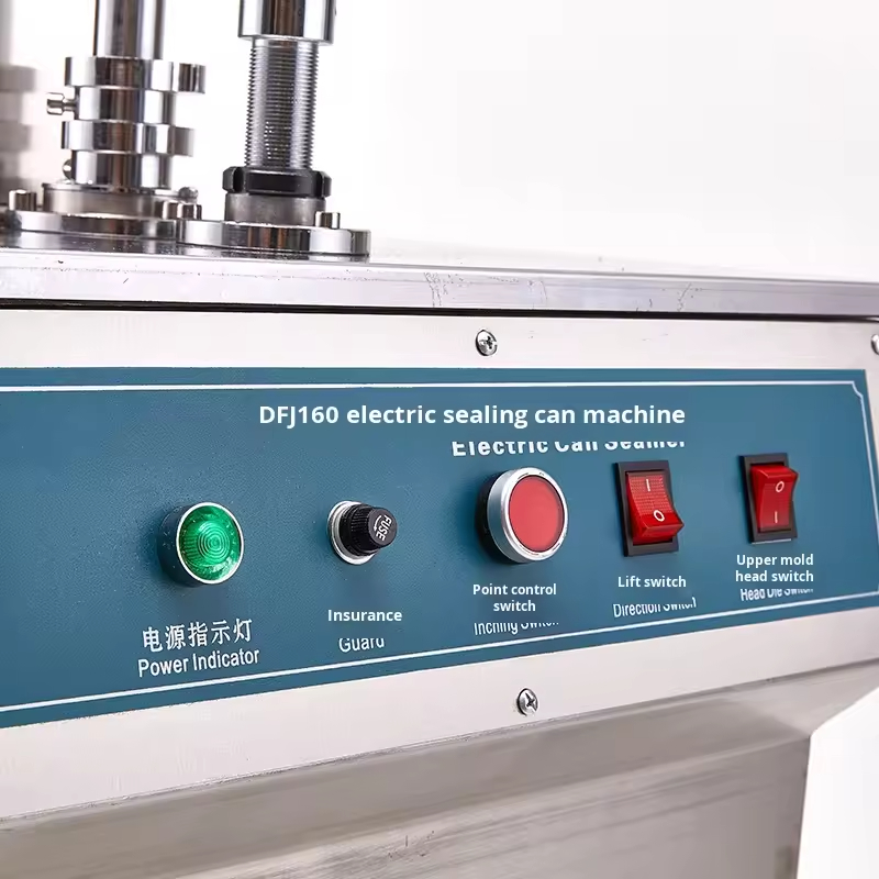 DFJ-160 آلة الختم الكهربائية العمودية للصلب المقاوم للصدأ الصفيحة الصفيحة سهلة فتح الكأس البلاستيكية والمعادن العلب الصفيحة