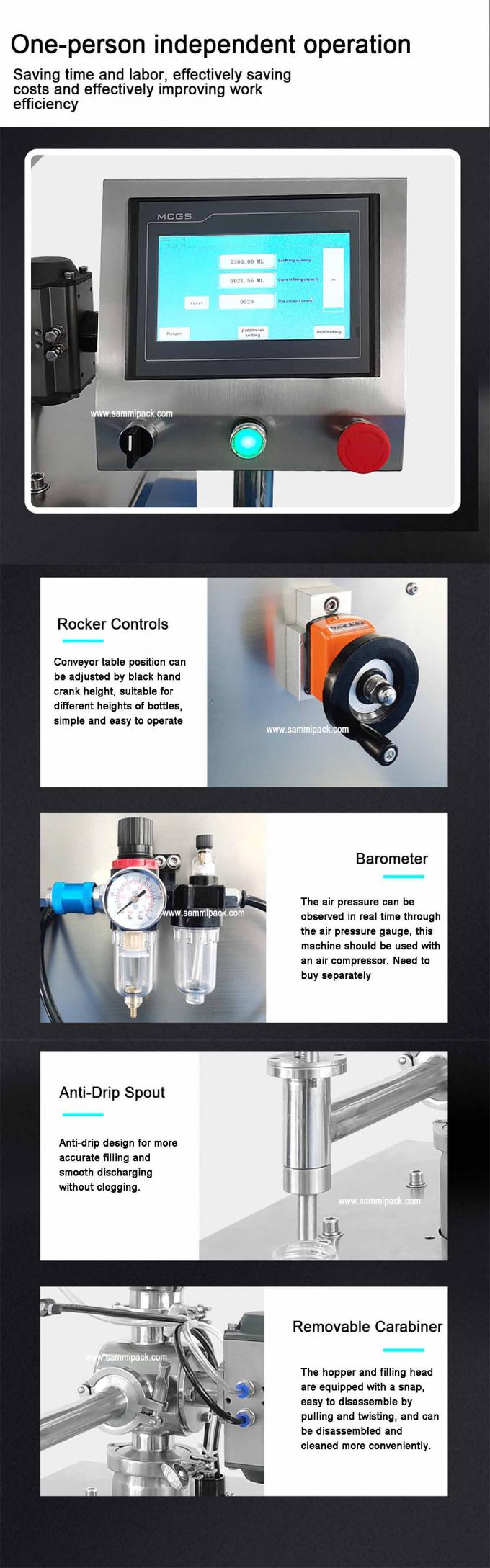 آلة تعبئة المعجون الرأسية لمواد التعبئة والتغليف البلاستيكية مع سير ناقل وشاشة لمس سهلة التشغيل 3