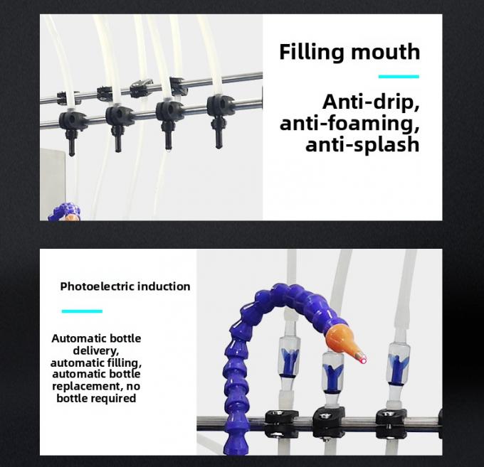 آلة تعبئة السوائل بمضخة مغناطيسية بأربعة رؤوس بسعر المصنع المخصص لعصير الشراب والحليب والتعبئة الصغيرة 7